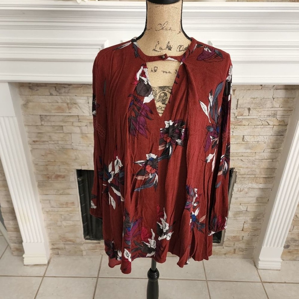 𝅺Free people boho floral cottagecore long sleeve mini dress‎ tunic size S